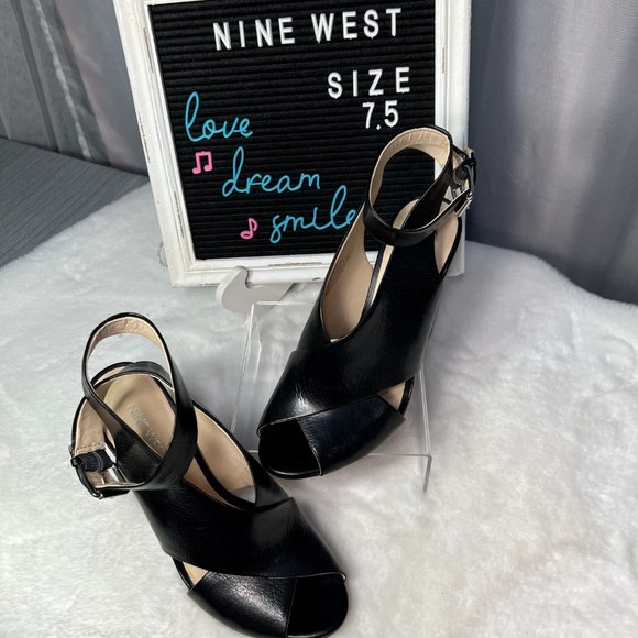 Black NINE WEST Women's Ombray Leather Dress Pump - Size 7.5 - Picture 6 of 15